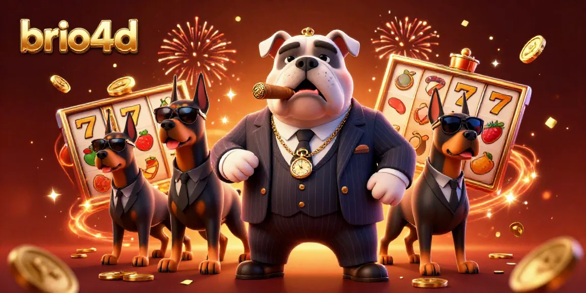 Engage with brio4d through an immersive 3D illustration showcasing vibrant slot games and a mafia theme