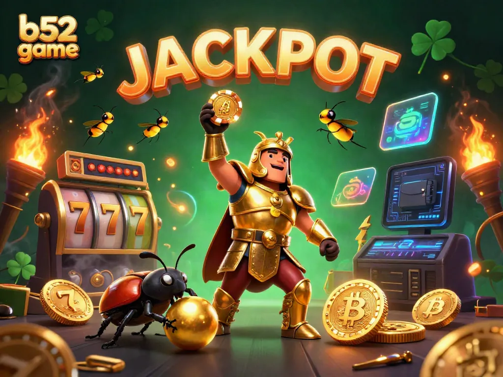 Engage in the b52 game with vibrant characters, vibrant slot reels, and dynamic elements in this captivating scene.