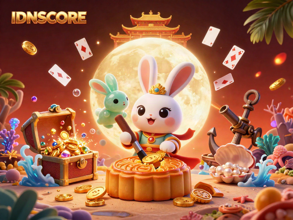 Experience thrilling gaming at IDNSCORE with captivating visuals and vibrant elements in this unique illustration.
