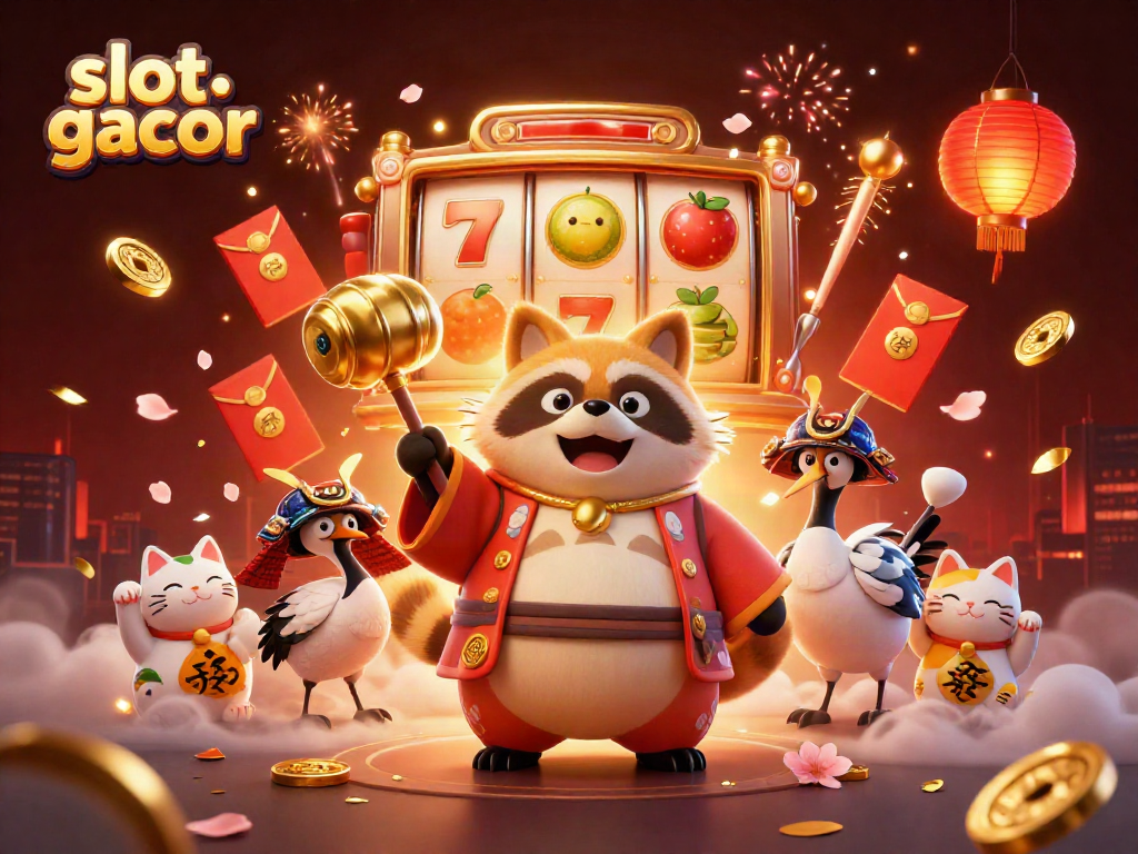 Experience thrilling slot gacor action with vibrant characters and dynamic symbols in this 3D casino scene.