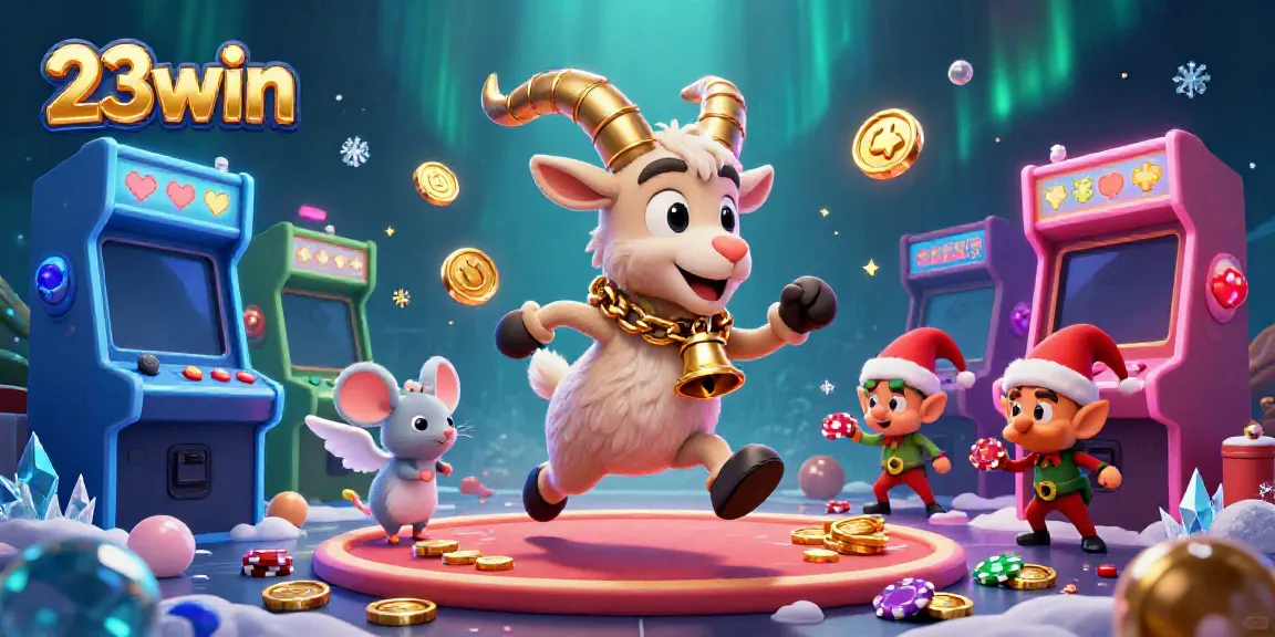 Experience thrilling casino action with 23win's festive characters in a dynamic gaming environment.