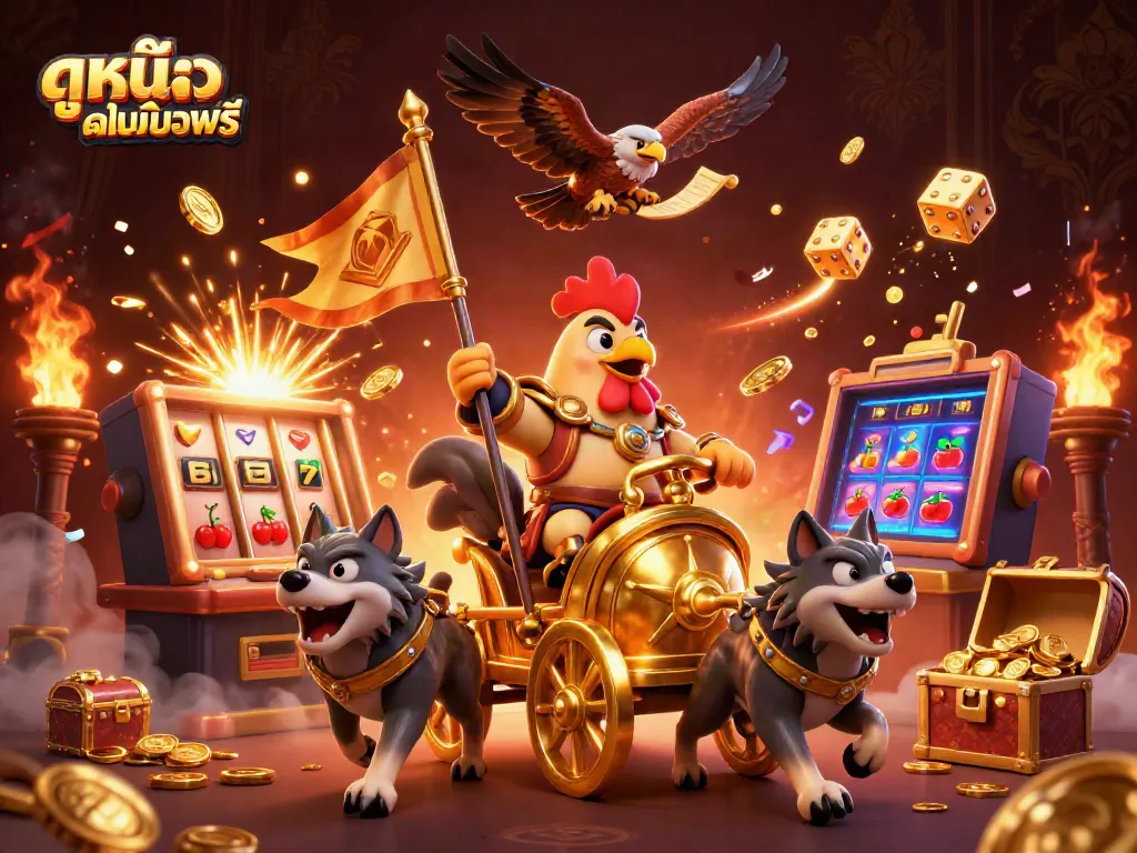 Experience the thrill of ดูหนังออนไลน์ฟรี with dynamic elements like jackpot slot machines and gold treasures.