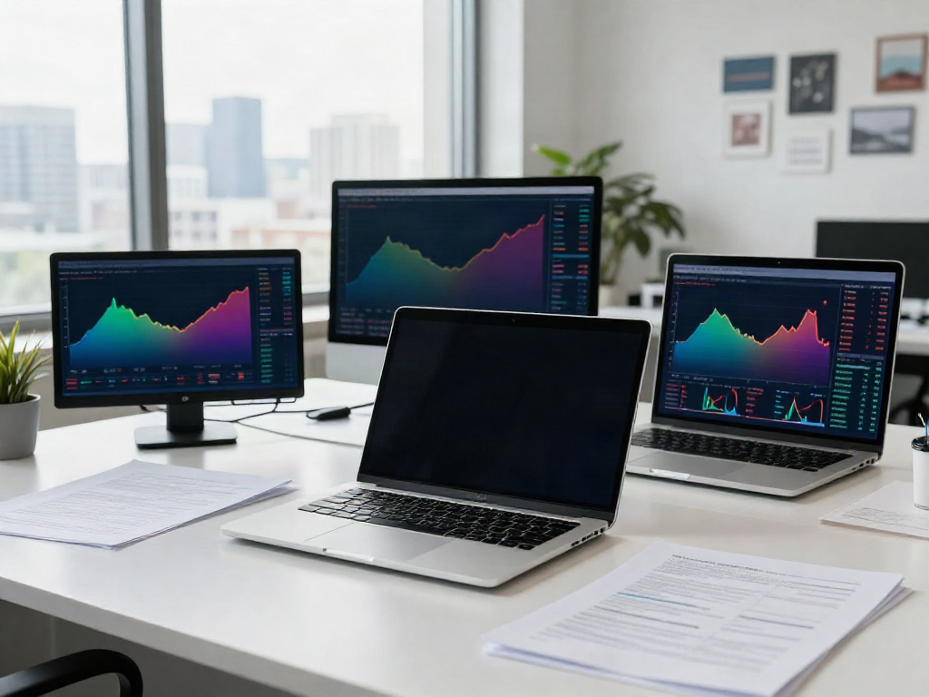 Focused financial analyst at desk reviewing charts and data on FintechZoom.com.