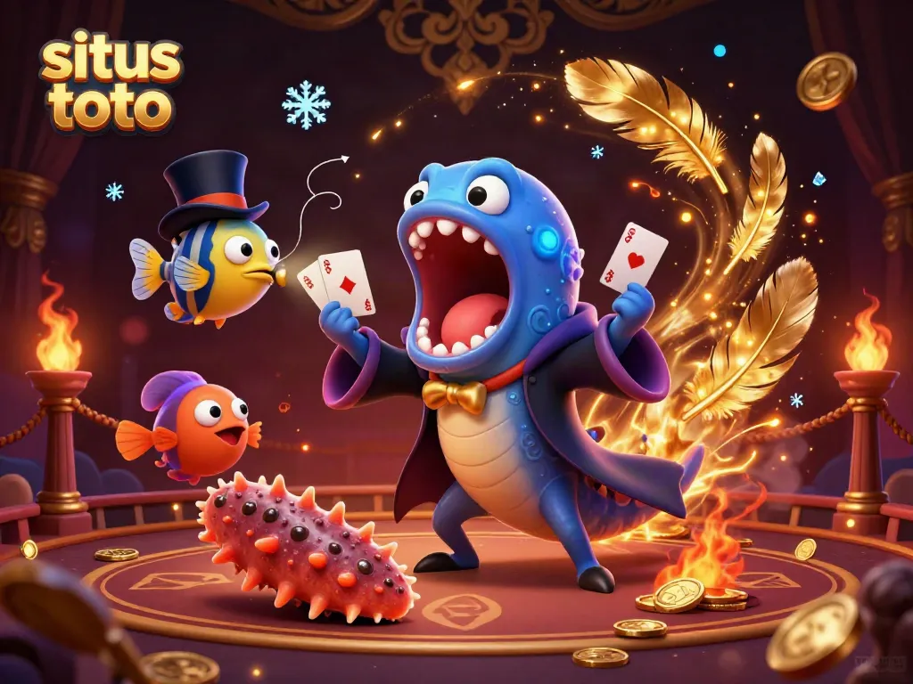 Situs toto showcases an engaging deep-sea gambling scene with unique characters in action.