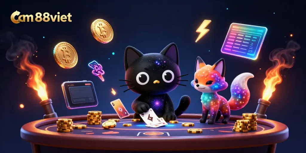 Experience thrilling gaming action at cm88viet's cosmic casino featuring delightful characters and cryptocurrency