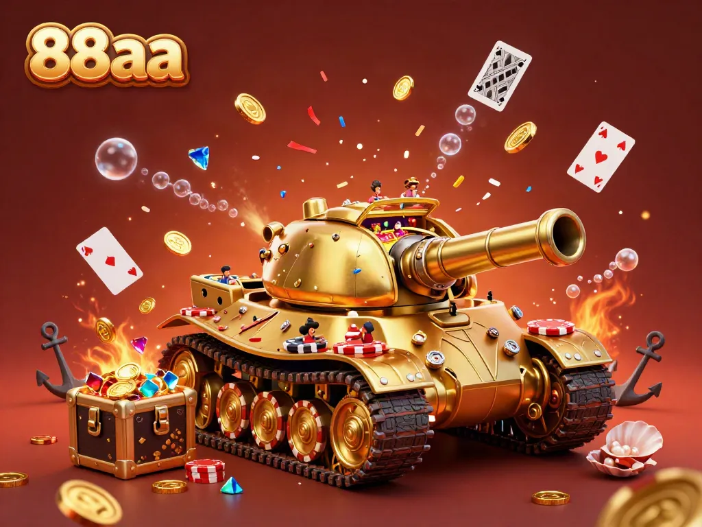 Experience the vibrant miniature casino adventure of 88aa inside a golden beetle tank.