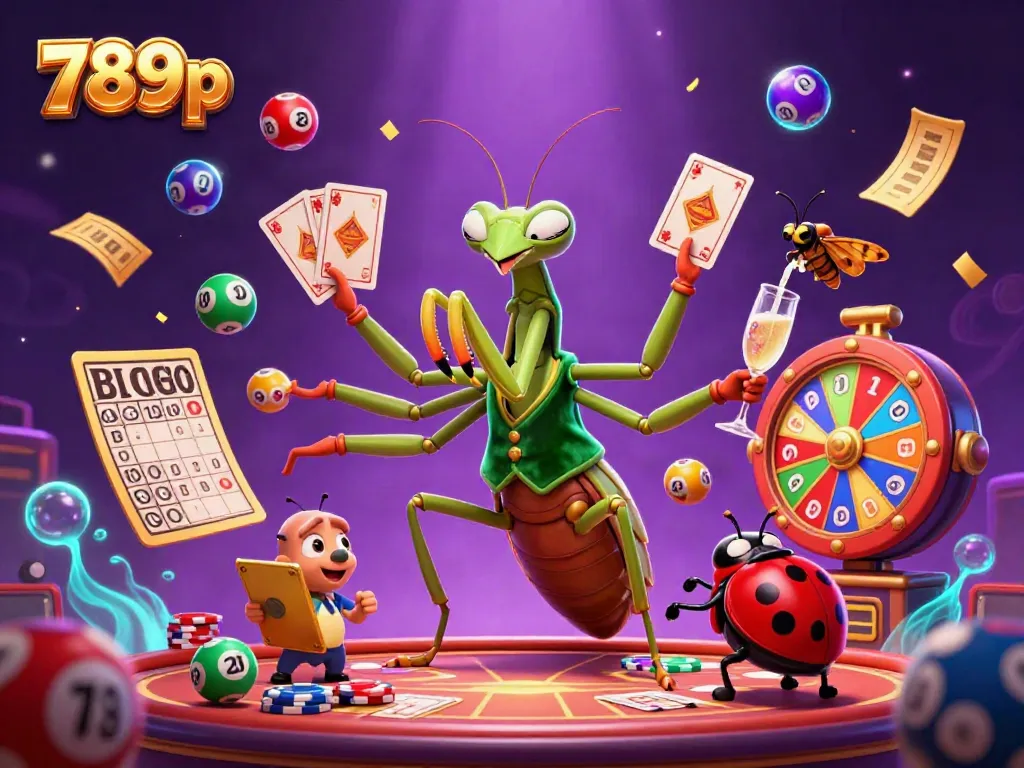 Experience the vibrant world of 789p with this lively casino illustration showcasing characters dealing cards and winning prizes.