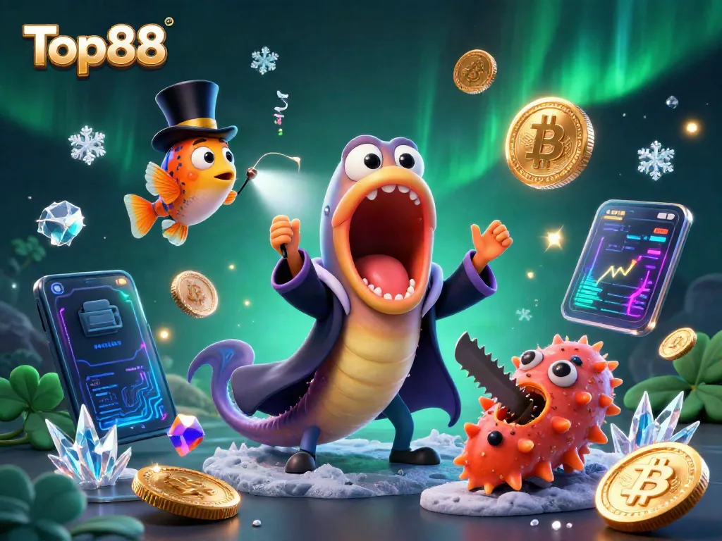 Engage with Top88's thrilling magic act featuring a deep-sea eel and anglerfish in a cryptocurrency casino.