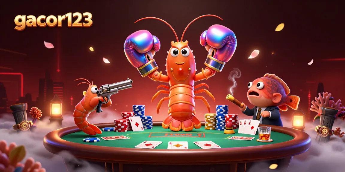 Engage in the exciting world of gacor123 with vibrant poker elements, showcasing interactive characters.