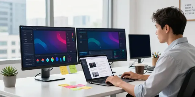 Digital marketing specialist analyzing instant indexing strategies in a bright office.
