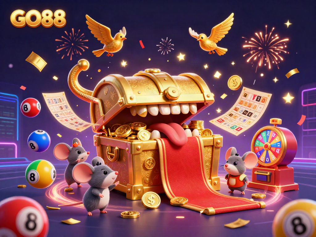 Experience exciting winnings at GO88 with vibrant casino-themed characters and game elements.