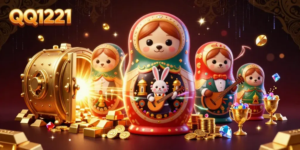 Experience the excitement of QQ1221 with festive casino characters and dynamic game elements.