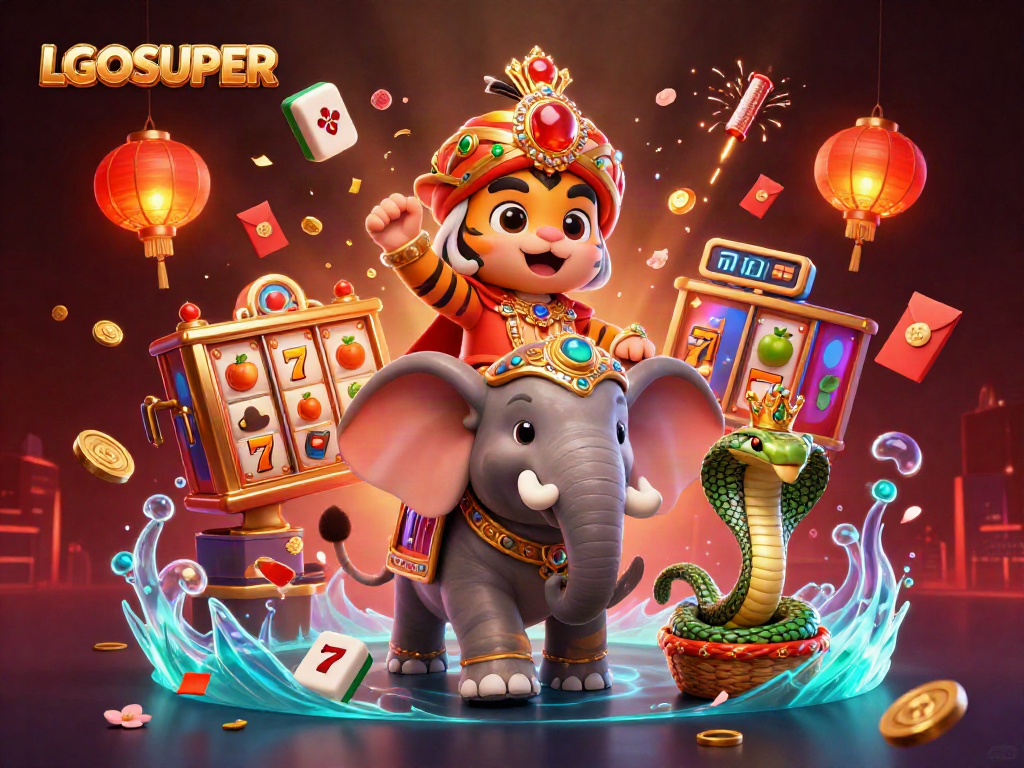 Experience the excitement of LGOSUPER's casino ambiance with vibrant characters and gaming elements.