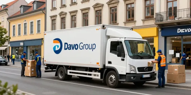 Livrare colete Moldova Europa cu Davo Group în orașele europene, curieri și camion modern.