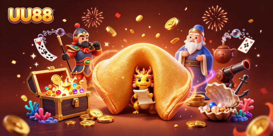Experience exciting wins at UU88 with this vibrant 3D casino illustration, featuring fantasy elements and poker motifs.