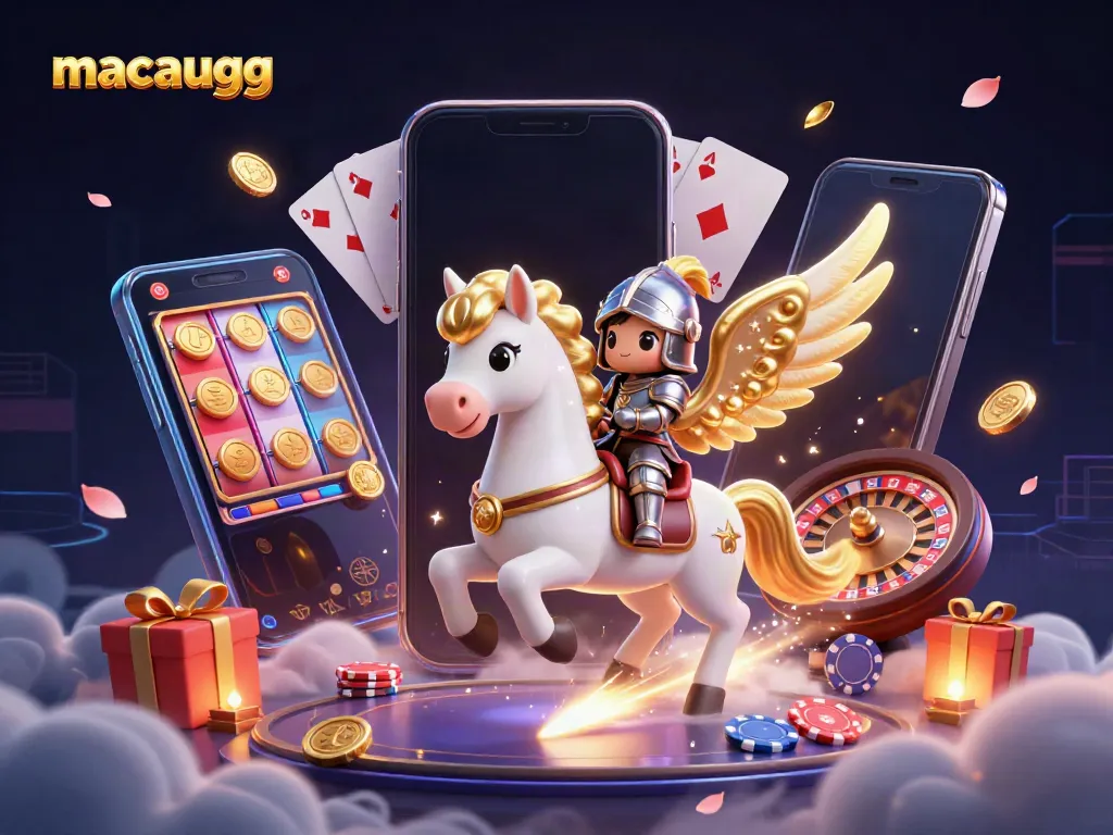 Engage with macaugg through a captivating 3D casino adventure featuring a mystical horse.