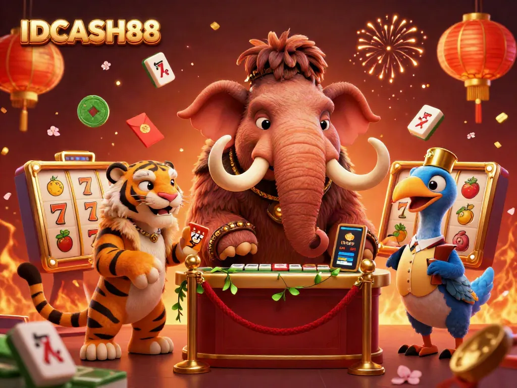Experience the vibrant energy of IDCASH88 with a woolly mammoth bouncer and dynamic casino elements.