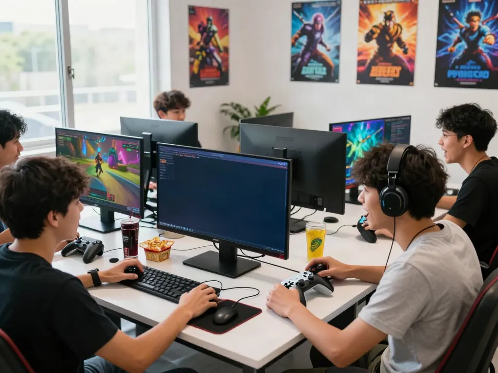 Vibrant gaming scene showcasing players immersed in ahha4d online gaming experience.