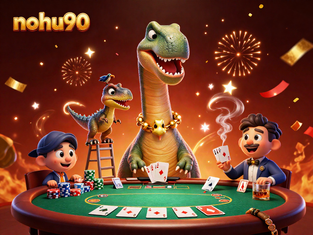 Experience nohu90 with a giant brontosaurus and clever raptor in vibrant casino action.