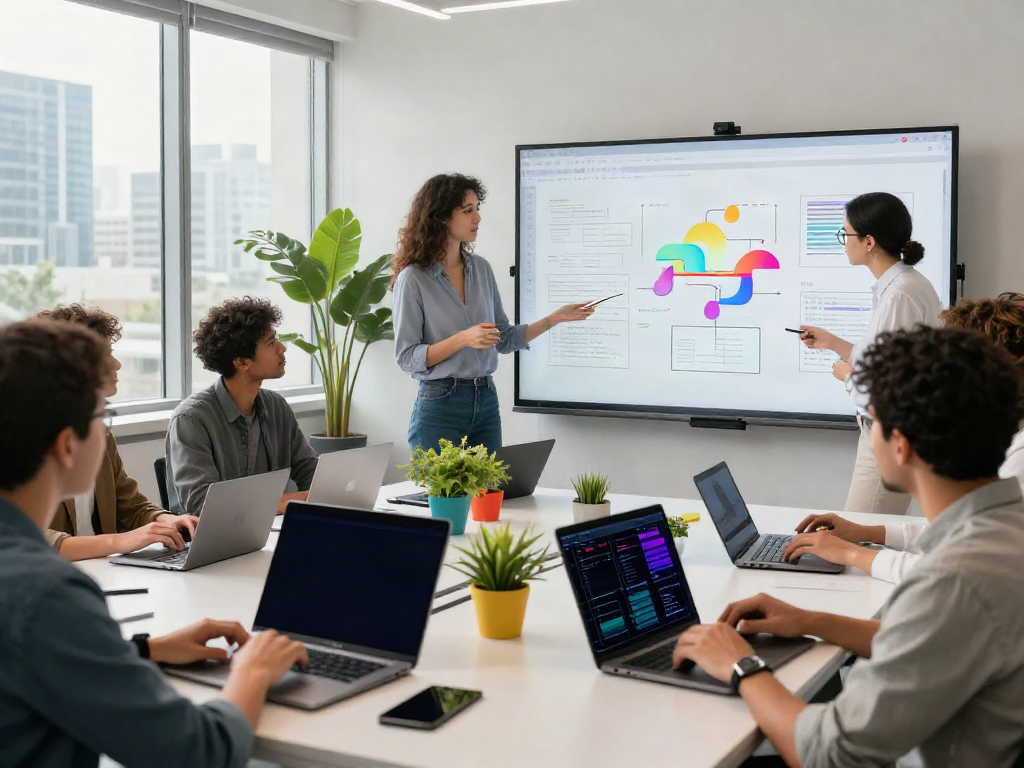 Diverse team collaborating in a modern office on AI infrastructure projects.