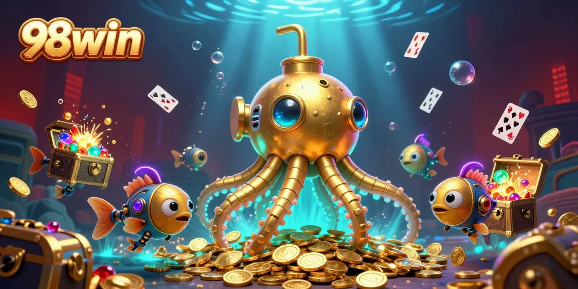Engage in thrilling fish shooting action in 98win's vibrant underwater casino adventure.