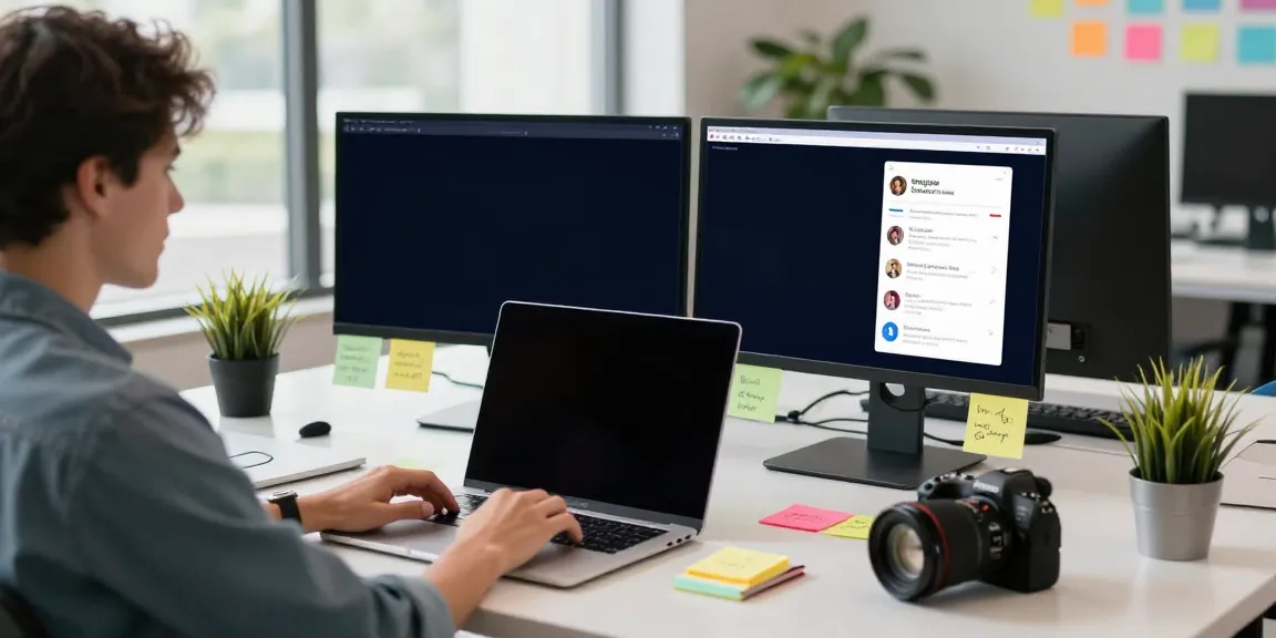 View of digital workspace focusing on insanony and social media tools.