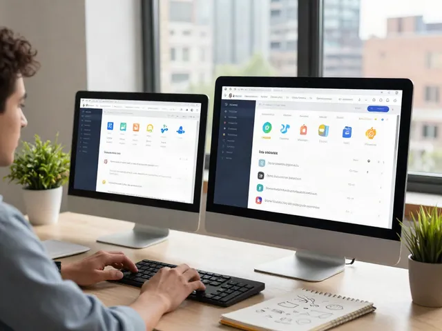 Engaging workspace showing a user navigating beneficial 링크사이트 with vibrant digital elements.