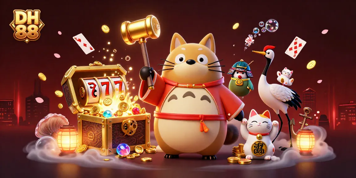 Experience thrilling gameplay with DH 88's vibrant illustration featuring colorful characters and dynamic casino elements.