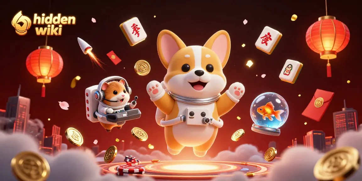 Experience the hidden wiki in a vibrant casino atmosphere with floating poker chips and golden coins.